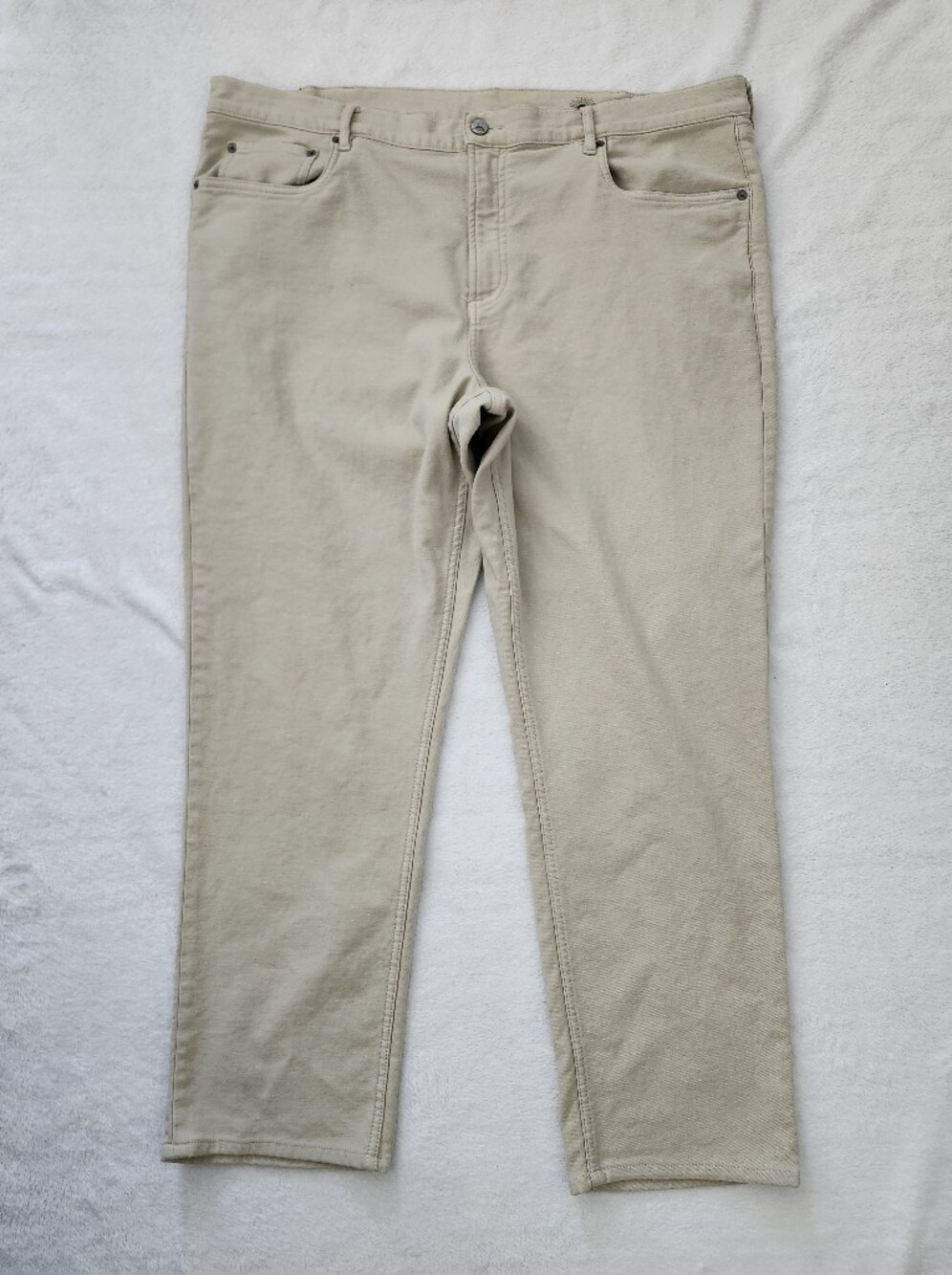 ​Faherty Men's Stretch Terry Pant Slim Straight Beige Khaki Sz 40 Minimalist